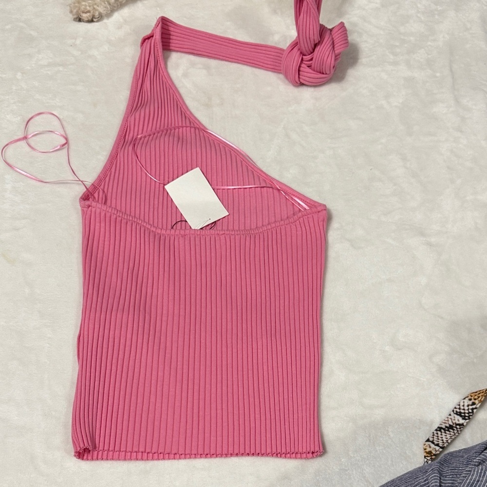 Zara Vibrant Pink Ribbed Knit Top - Picture 3 of 3